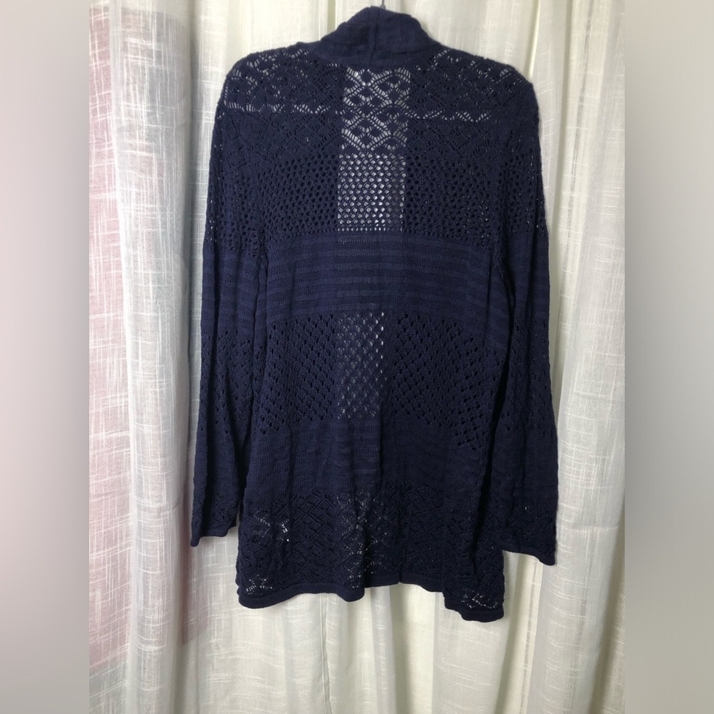 Navy Open-Knit Crochet Women's Sweater size 14 NWOT - Picture 11 of 11